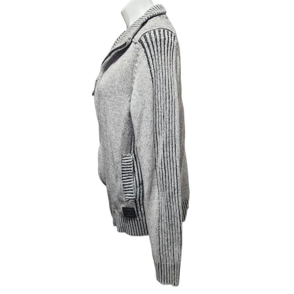Fried denim NYC ribbed knit full zip‎ sweater men's medium